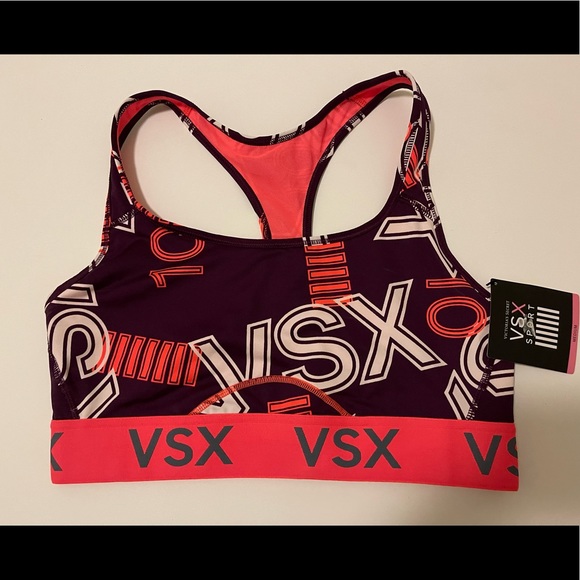 Victoria's Secret The Player Racerback Sport Bra - Grape Soda Size Medium NWT - Picture 1 of 5